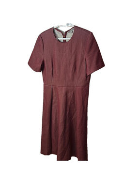 COS Elegant Burgundy Maxi Dress short sleeve textured size medium